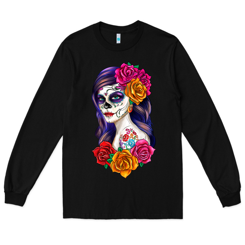 Sugar Skull Girl Long Sleeve Tee by RanaPortraitStore | Teevron