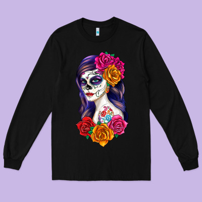 Long Sleeve Tee sugar skull girl