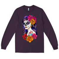 Plum sugar skull girl Long Sleeve Tee - RanaPortraitStore