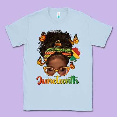 Classic Tee afro messy bun juneteenth