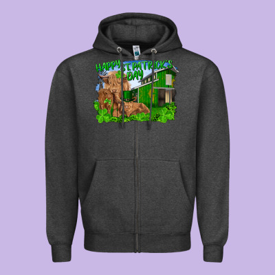 Happy St. Patrick's Day Cattle And Calfs Zipper Hoodie Designed By Ranaportraitstore