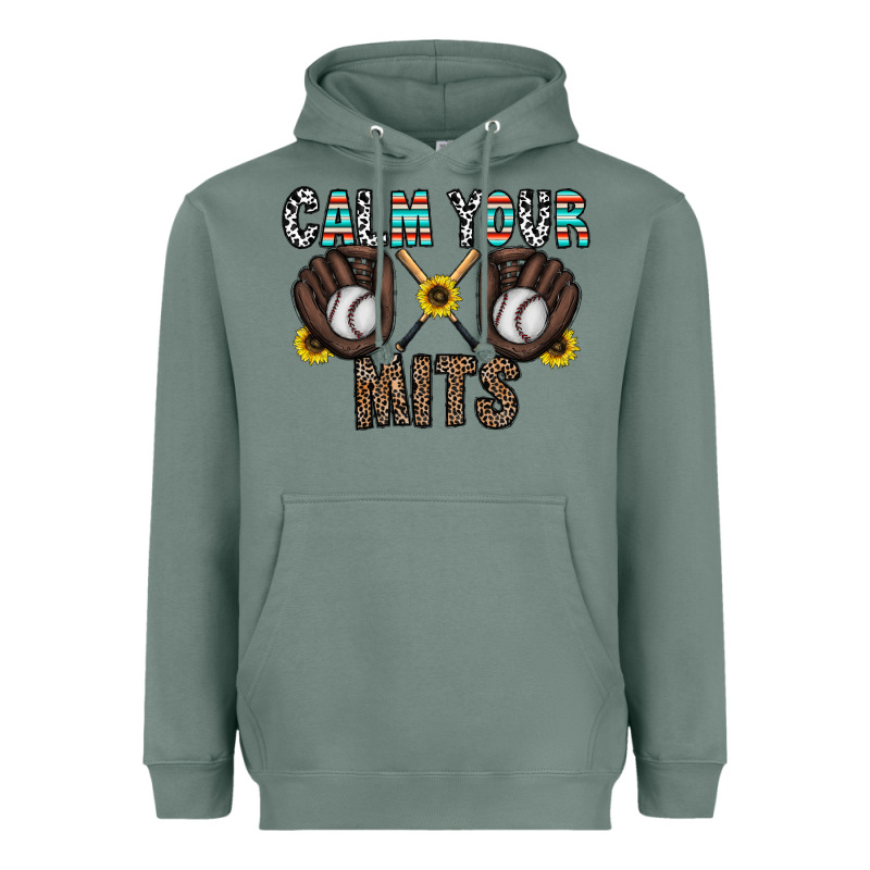 Calm Your Mits Baseball Heavyweight Hoodie by CowhideDigitalArt | Teevron