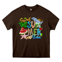 Chocolate Brown summer time Heavy Core Tee - CowhideDigitalArt