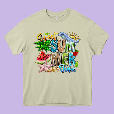 Summer Time Heavy Core Tee Designed By Cowhidedigitalart