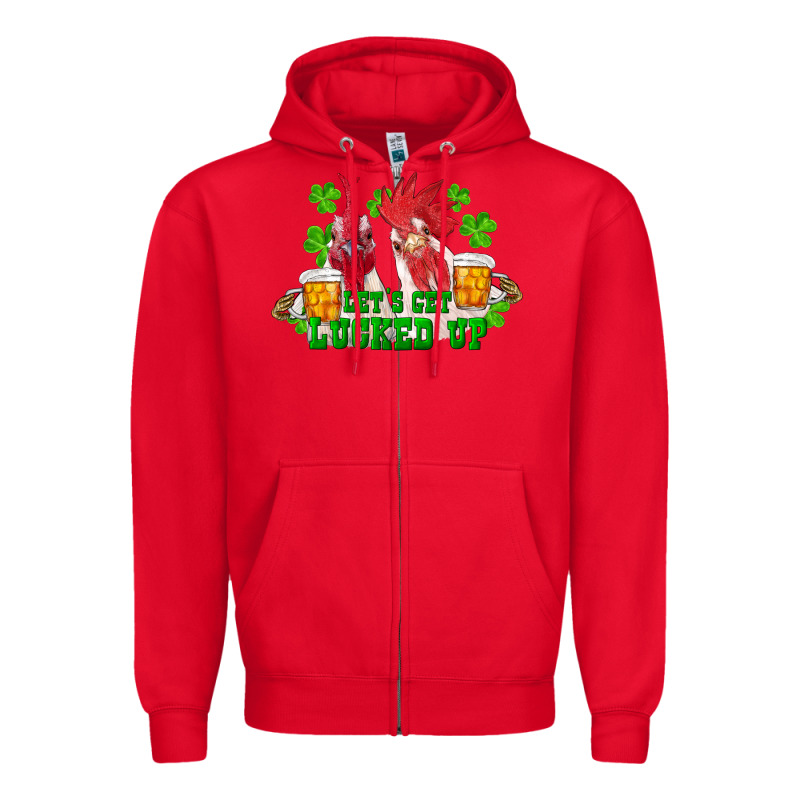 St. Patrick's Day Roosters Let's Get Lucked Up Zipper Hoodie by RanaPortraitStore | Teevron
