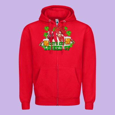 St. Patrick's Day Roosters Let's Get Lucked Up Zipper Hoodie Designed By Ranaportraitstore