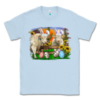 Dusty Blue Easter Farm Cows Bunny Ears And Eggs Classic Tee - RanaPortraitStore