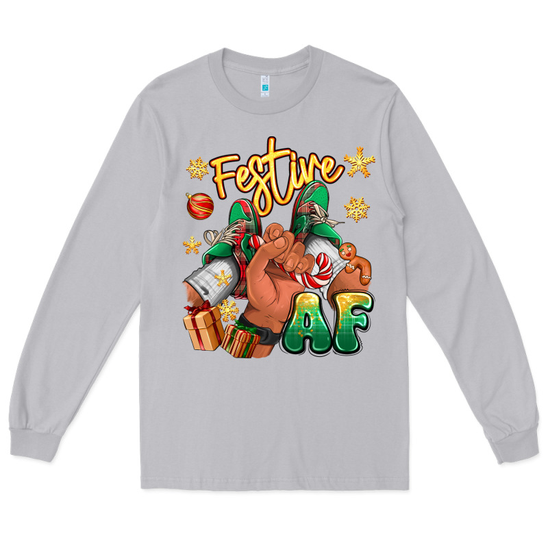 Festive Af Christmas Black Man Sneakers Long Sleeve Tee by RanaPortraitStore | Teevron