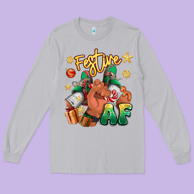 Long Sleeve Tee festive af christmas black man sneakers