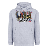 Heather Grey american woman Heavyweight Hoodie - CowhideDigitalArt