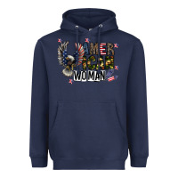 Navy american woman Heavyweight Hoodie - CowhideDigitalArt