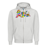 Dove Grey pride ribbon Zipper Hoodie - Zillion Design Studio