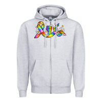 Heather Grey pride ribbon Zipper Hoodie - Zillion Design Studio