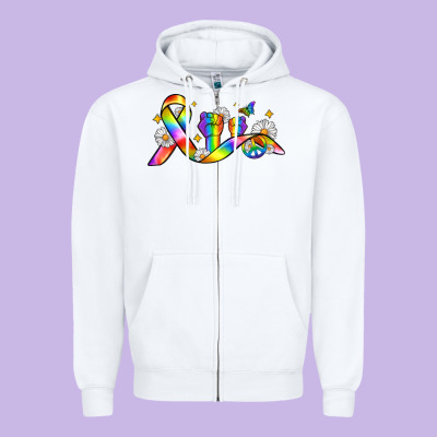 Pride Ribbon Zipper Hoodie Designed By Zillion Design Studio