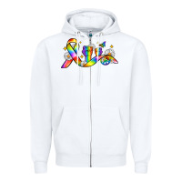 White pride ribbon Zipper Hoodie - Zillion Design Studio