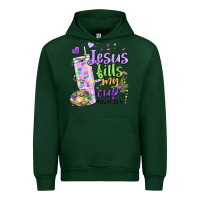 Forest Green mardi gras jesus fills my cup Urban Hoodie - MaliasSmallBusiness