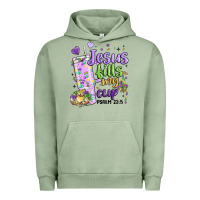 Pigment Oil Green mardi gras jesus fills my cup Urban Hoodie - MaliasSmallBusiness