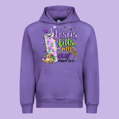 Mardi Gras Jesus Fills My Cup Urban Hoodie Designed By Maliassmallbusiness