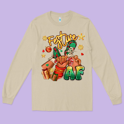 Long Sleeve Tee festive af christmas black kid sneakers