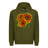 Army Green tiger eyes sunflower Premium Hoodie - LillyAllenDesigns