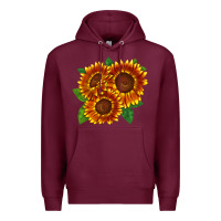 Burgundy tiger eyes sunflower Premium Hoodie - LillyAllenDesigns