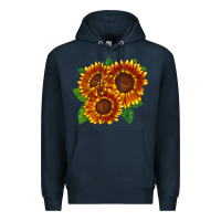 Navy tiger eyes sunflower Premium Hoodie - LillyAllenDesigns