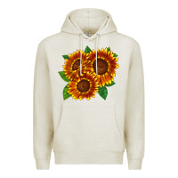 Oatmeal Heather tiger eyes sunflower Premium Hoodie - LillyAllenDesigns