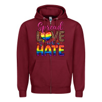 Burgundy spread love not hate Zipper Hoodie - Zillion Design Studio