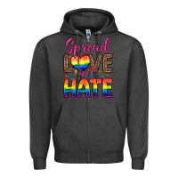 Charcoal Heather spread love not hate Zipper Hoodie - Zillion Design Studio