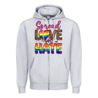 Heather Grey spread love not hate Zipper Hoodie - Zillion Design Studio