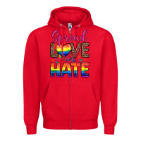 Red spread love not hate Zipper Hoodie - Zillion Design Studio