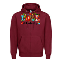Burgundy love teacher life Zipper Hoodie - texasbilliewilder