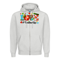 Dove Grey love teacher life Zipper Hoodie - texasbilliewilder