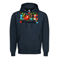 Navy love teacher life Zipper Hoodie - texasbilliewilder