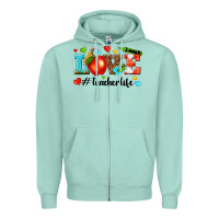 Seafoam love teacher life Zipper Hoodie - texasbilliewilder