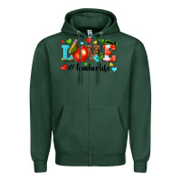 Sports Green love teacher life Zipper Hoodie - texasbilliewilder