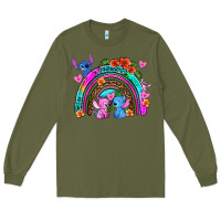 Army Green stitch and lilo rainbow Long Sleeve Tee - AdoDesignShop