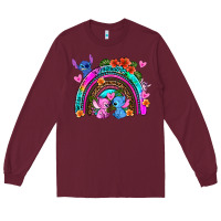 Burgundy stitch and lilo rainbow Long Sleeve Tee - AdoDesignShop