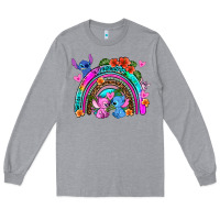 Heather Grey stitch and lilo rainbow Long Sleeve Tee - AdoDesignShop