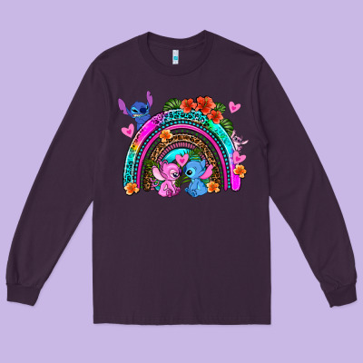 Stitch And Lilo Rainbow Long Sleeve Tee Designed By Adodesignshop