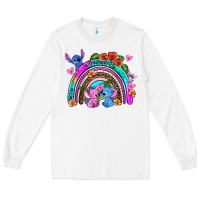 White stitch and lilo rainbow Long Sleeve Tee - AdoDesignShop