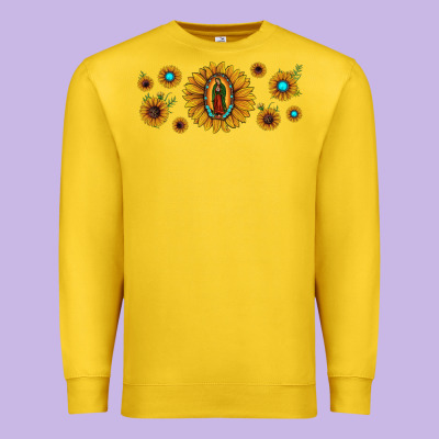 Sunflower Lady Of Guadalupe Premium Sweatshirt Designed By Jahusdesignshop