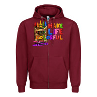 Burgundy make life colorful Zipper Hoodie - texasbilliewilder