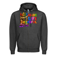 Charcoal Heather make life colorful Zipper Hoodie - texasbilliewilder