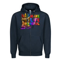 Navy make life colorful Zipper Hoodie - texasbilliewilder