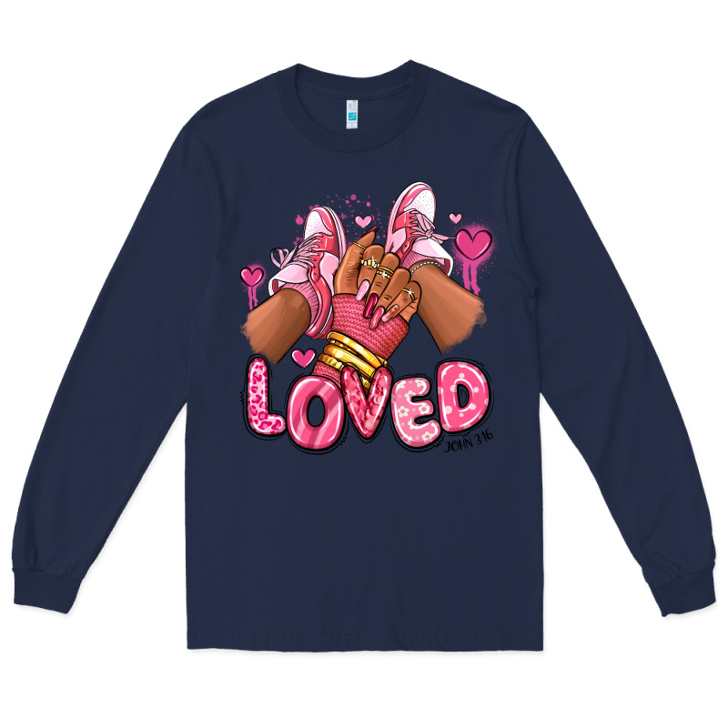 Loved Valentine's Day Afro Girl Sneakers Long Sleeve Tee by RanaPortraitStore | Teevron