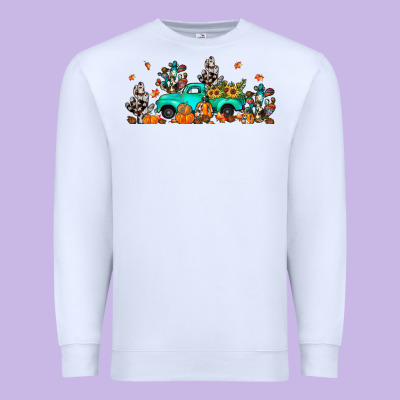 Fall Cactus Pumpkin Truck Premium Sweatshirt Designed By Jahusdesignshop