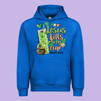St. Patricks Day Jesus Fills My Cup Urban Hoodie Designed By Maliassmallbusiness