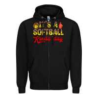 Black it s a softball kinda day Zipper Hoodie - Zillion Design Studio