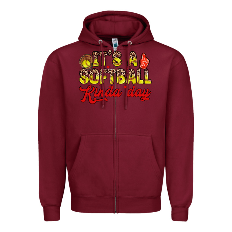 It S A Softball Kinda Day Zipper Hoodie by Zillion Design Studio | Teevron